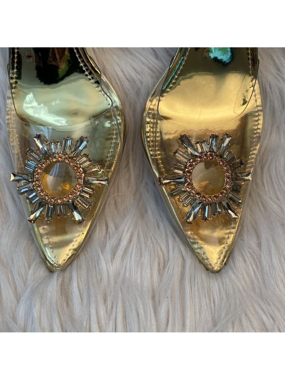 Wetkiss Clear and Gold Slingback Heels, Size 9 - Picture 14 of 17
